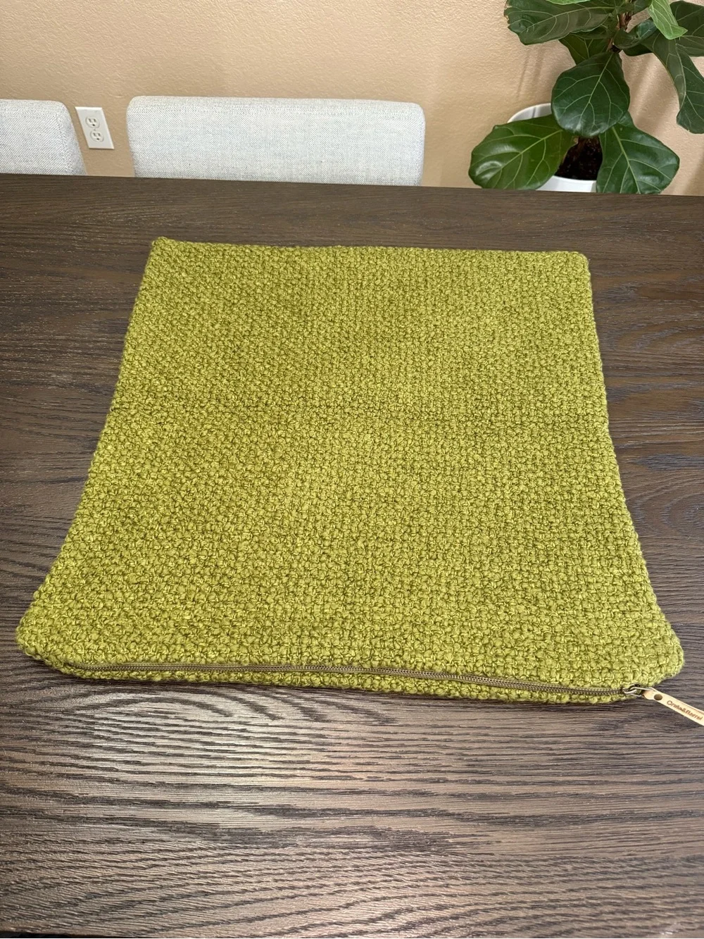 Crate & Barrel Laura Kim Wool Boucle Oregano Green 23x23 Pillow Cover NWOT